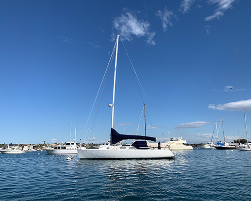 Sailboat moored in Newport harbor