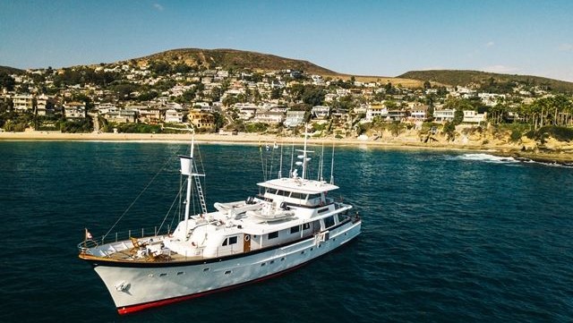 Yacht sailing off the coast