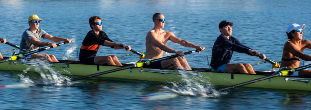 Men's crew team rowing