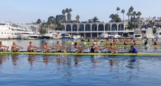 Men's crew team rowing