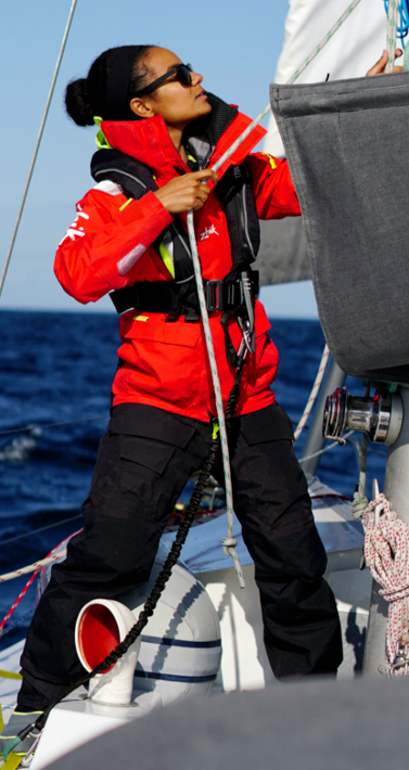 Mariner student on a boat