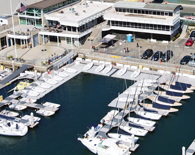 Aerial view of the pier of Waterfront campus