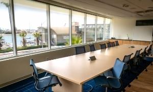 long table and chairs in a conference room